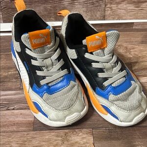 Puma Kids Sneakers - Gray, Blue, and Orange #KS1004BLK
